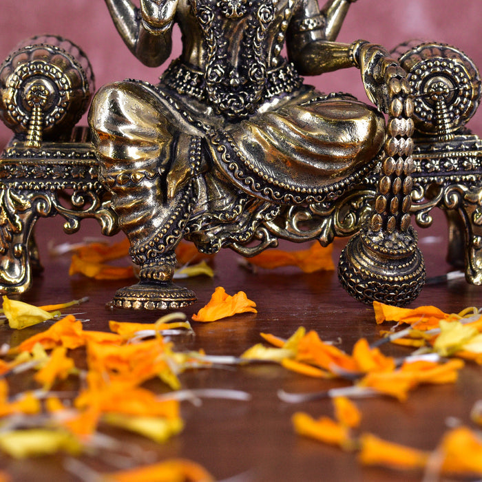 White Whale Superfine Brass Lakshmi Idol Hindu Laxmi Goddess Statue Home Office Showpiece Decor