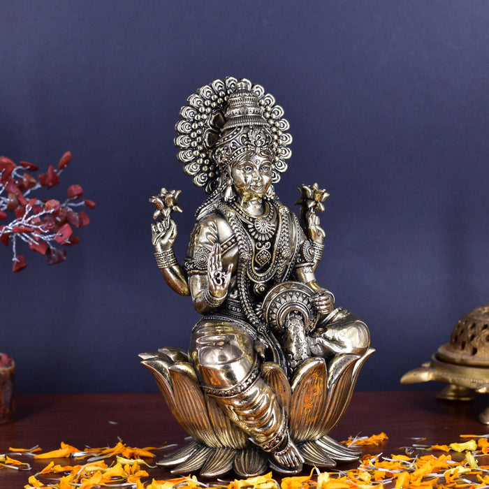White Whale Superfine Brass Lakshmi Idol Hindu Laxmi Goddess Statue Home Office Showpiece Decor