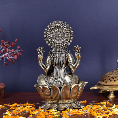 White Whale Superfine Brass Lakshmi Idol Hindu Laxmi Goddess Statue Home Office Showpiece Decor