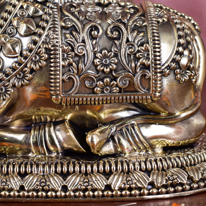 White Whale Superfine Little Brass Shiva Nandi Statue | Murti for Home Decoration | Office Décor