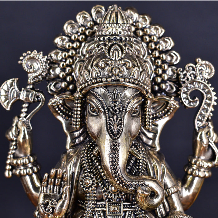 White Whale Superfine Lord Ganesha Brass Statue Hindu Religious Sitting Lord Ganesha  Sculpture Figurine Ideal for Gift & Home Decor