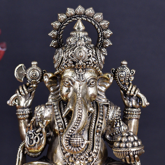 White Whale Superfine Lord Ganesha Brass Statue Hindu Religious Sitting Lord Ganesha  Sculpture Figurine Ideal for Gift & Home Decor