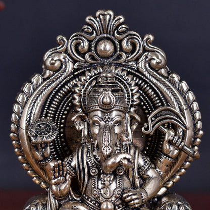White Whale Superfine Lord Ganesha Brass Statue Hindu Religious Sitting Lord Ganesha  Sculpture Figurine Ideal for Gift & Home Decor