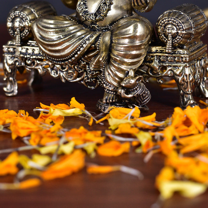 White Whale Superfine Lord Ganesha Brass Statue Hindu Religious Sitting Lord Ganesha  Sculpture Figurine Ideal for Gift & Home Decor