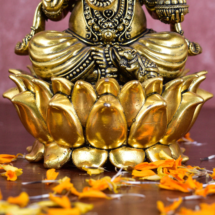 White Whale Superfine Lord Ganesha Brass Statue Hindu Religious Sitting Lord Ganesha  Sculpture Figurine Ideal for Gift & Home Decor