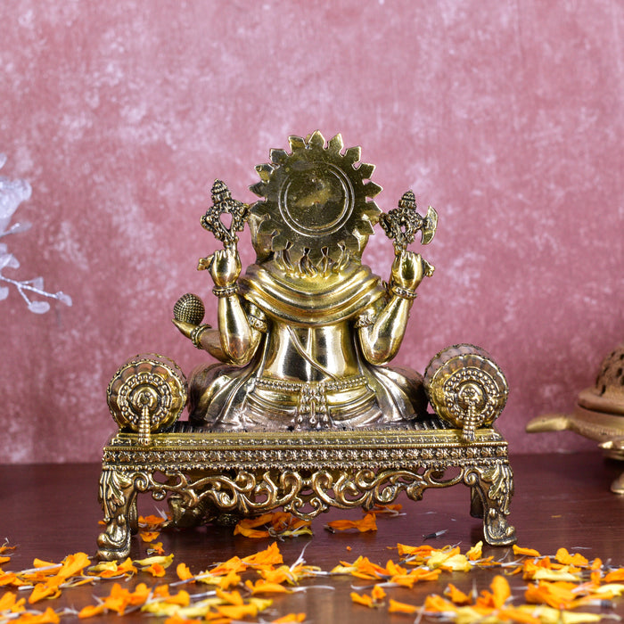 White Whale Superfine Lord Ganesha Brass Statue Hindu Religious Sitting Lord Ganesha  Sculpture Figurine Ideal for Gift & Home Decor