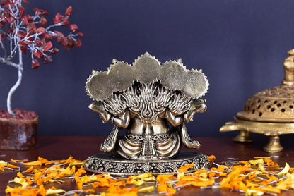 White Whale Superfine Panchamukhi Ganesha Brass Statue | Five Headed Ganpati Bappa Murti for Gifts Puja Mandir Temple Showpiece