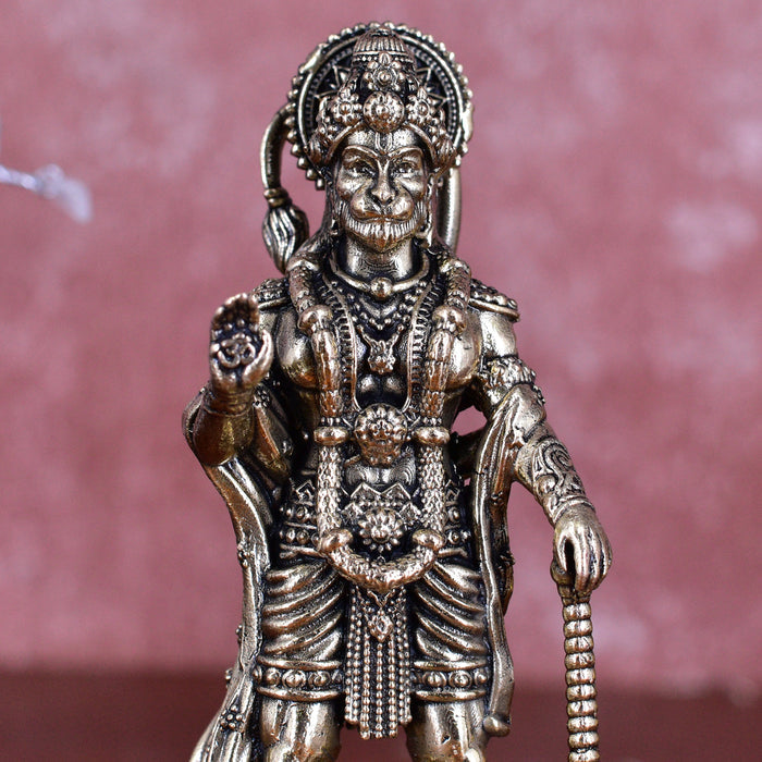 White Whale Suprefine Brass Hanuman Statue Strength Monkey Lord Bajrang Bali Idol Standing Position Brass Sculpture Diwali Decor Gifts