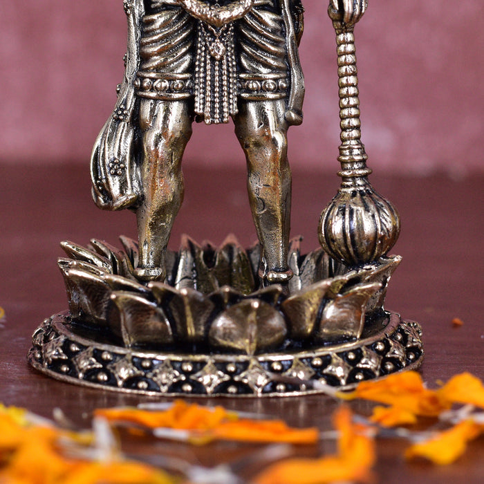 White Whale Suprefine Brass Hanuman Statue Strength Monkey Lord Bajrang Bali Idol Standing Position Brass Sculpture Diwali Decor Gifts