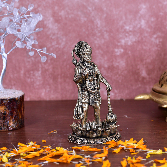 White Whale Suprefine Brass Hanuman Statue Strength Monkey Lord Bajrang Bali Idol Standing Position Brass Sculpture Diwali Decor Gifts