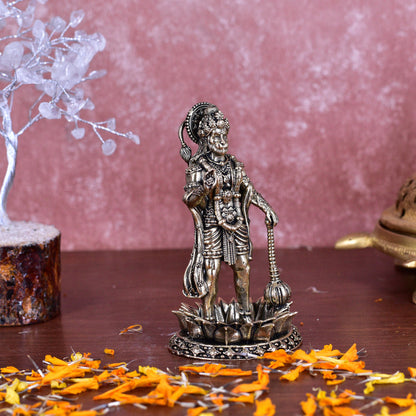 White Whale Suprefine Brass Hanuman Statue Strength Monkey Lord Bajrang Bali Idol Standing Position Brass Sculpture Diwali Decor Gifts