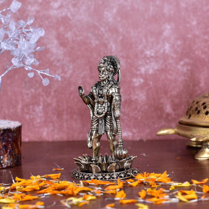 White Whale Suprefine Brass Hanuman Statue Strength Monkey Lord Bajrang Bali Idol Standing Position Brass Sculpture Diwali Decor Gifts