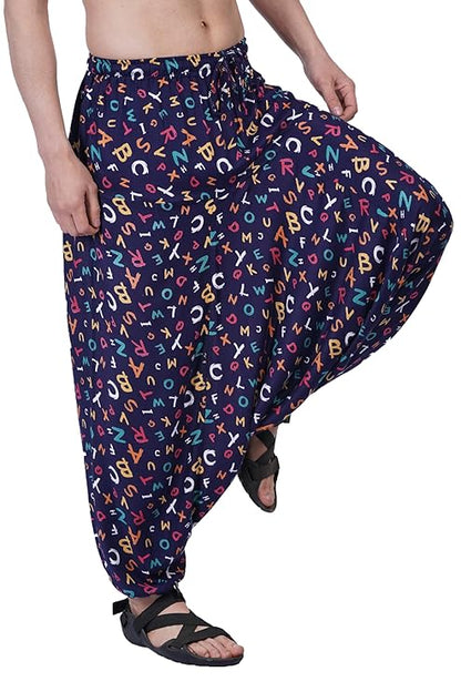 Whitewhale Men Women Rayon twill Printed Harem Pants Pockets Yoga Trousers Hippie