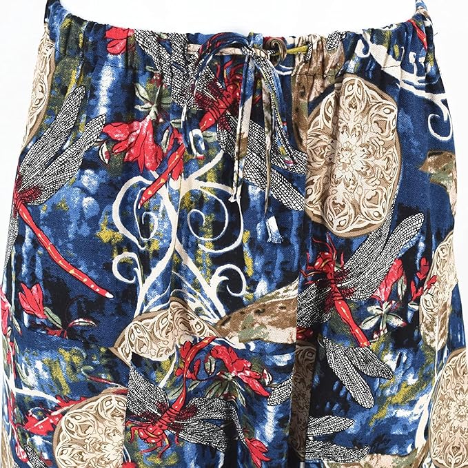 Whitewhale Mens Cotton Printed Harem Pants Pockets Yoga Trousers Hippie