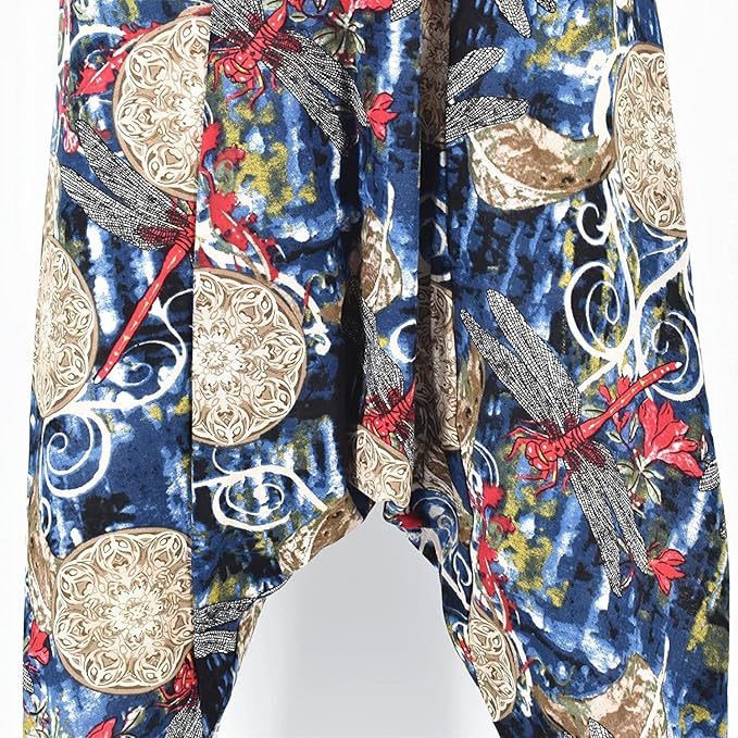 Whitewhale Mens Cotton Printed Harem Pants Pockets Yoga Trousers Hippie