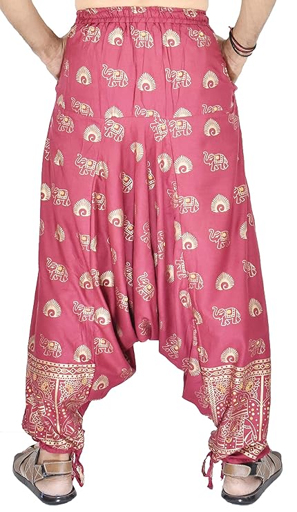 Whitewhale Mens Women Rayon Printed Harem Pants Pockets Yoga Trousers Hippie