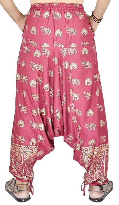 Whitewhale Mens Women Rayon Printed Harem Pants Pockets Yoga Trousers Hippie