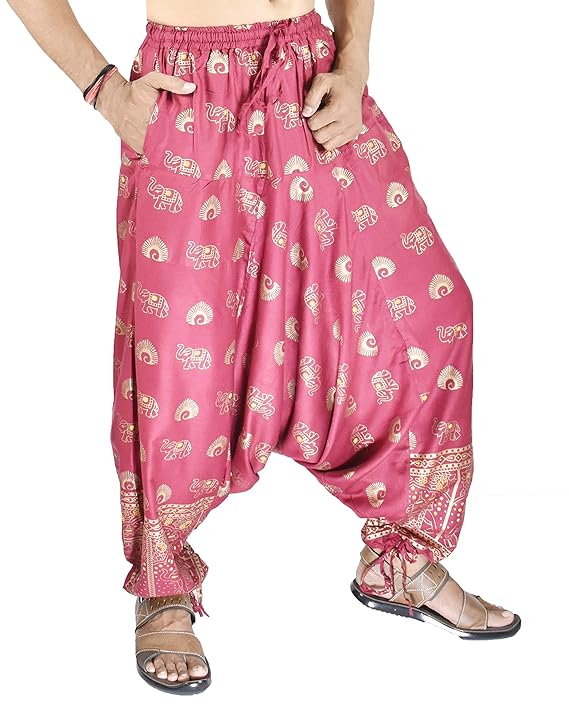 Whitewhale Mens Women Rayon Printed Harem Pants Pockets Yoga Trousers Hippie