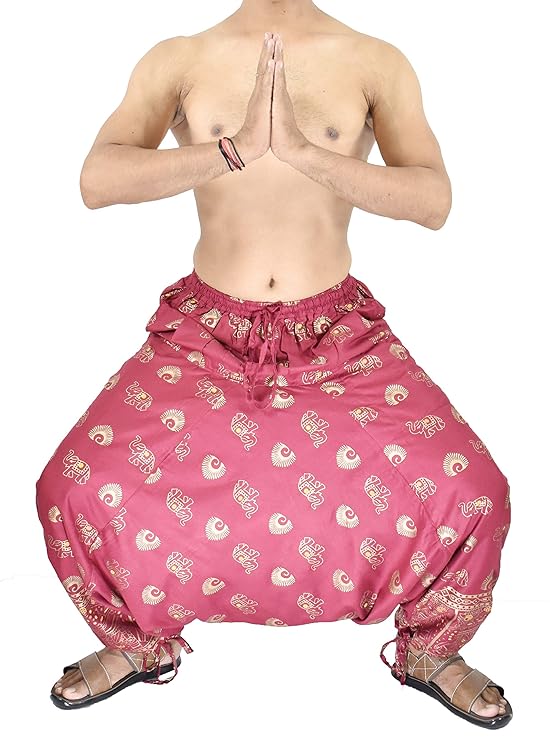 Whitewhale Mens Women Rayon Printed Harem Pants Pockets Yoga Trousers Hippie