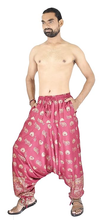 Whitewhale Mens Women Rayon Printed Harem Pants Pockets Yoga Trousers Hippie