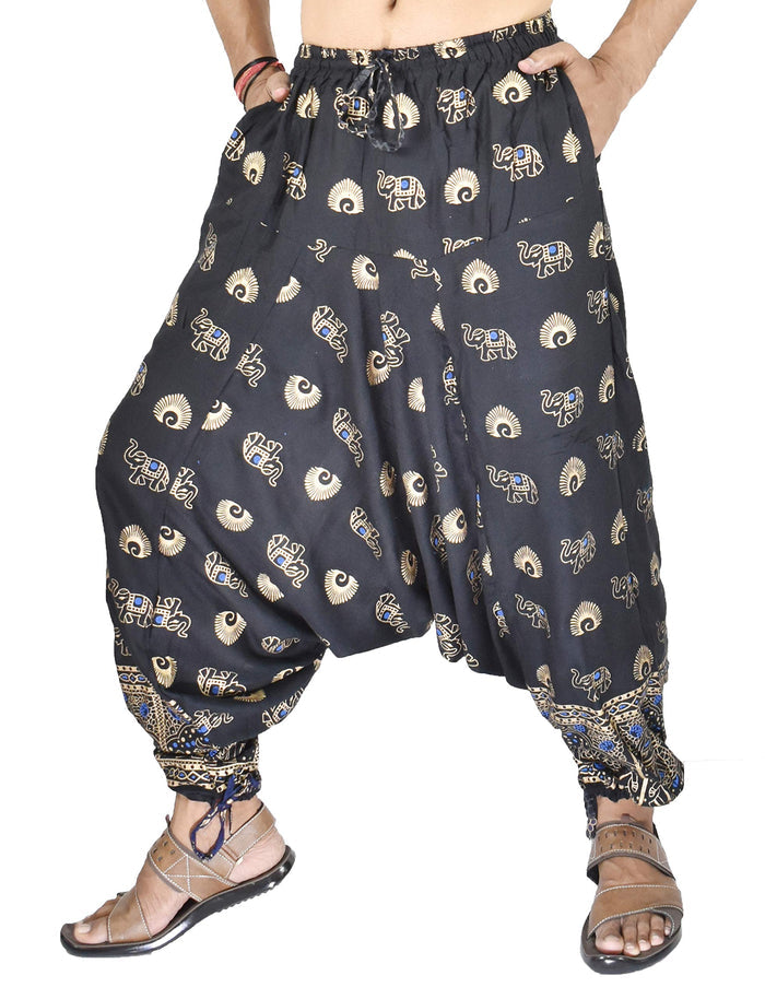 Whitewhale Mens Women Rayon Printed Harem Pants Pockets Yoga Trousers Hippie