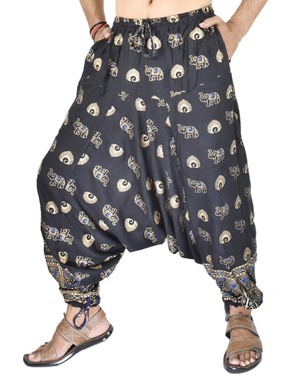 Whitewhale Mens Women Rayon Printed Harem Pants Pockets Yoga Trousers Hippie