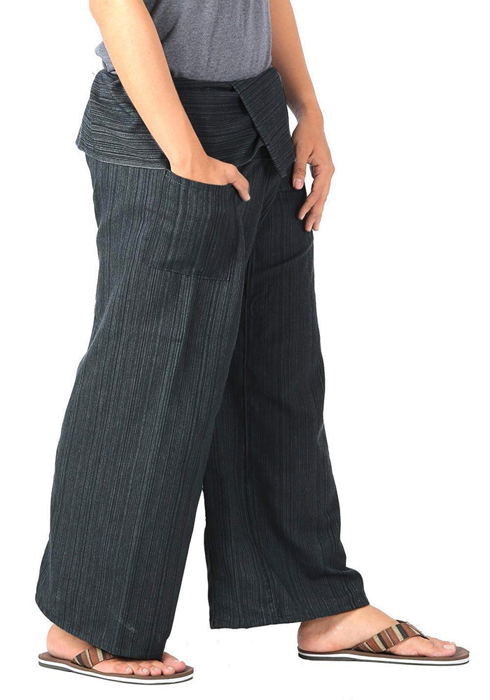 Whitewhale Stripe Cotton Fisherman Pants Casual Hippie Dance Tai Chi Yoga Pants