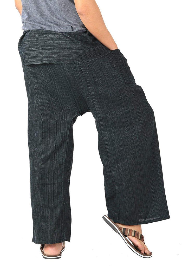 Whitewhale Stripe Cotton Fisherman Pants Casual Hippie Dance Tai Chi Yoga Pants