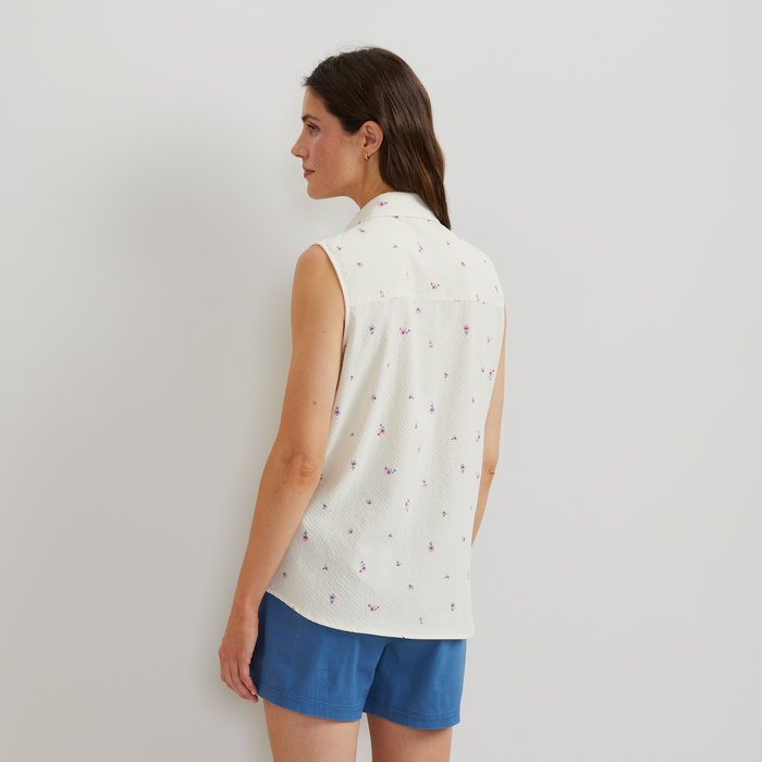 Women's Sleeveless Mountain Shirt 3.0 - Print-Lt Ivory-Regular-F1