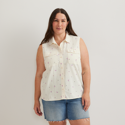Women's Sleeveless Mountain Shirt 3.0 - Print-Lt Ivory-Plus-C1