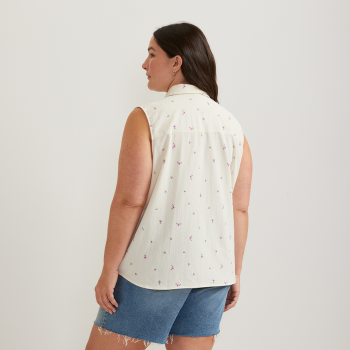 Women's Sleeveless Mountain Shirt 3.0 - Print-Lt Ivory-Plus-F1