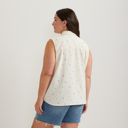 Women's Sleeveless Mountain Shirt 3.0 - Print-Lt Ivory-Plus-F1