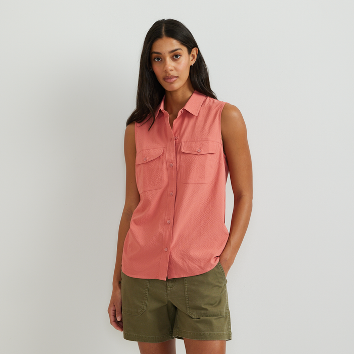 Women's Sleeveless Mountain Shirt 3.0 - Solid-Tangelo-Regular-C1
