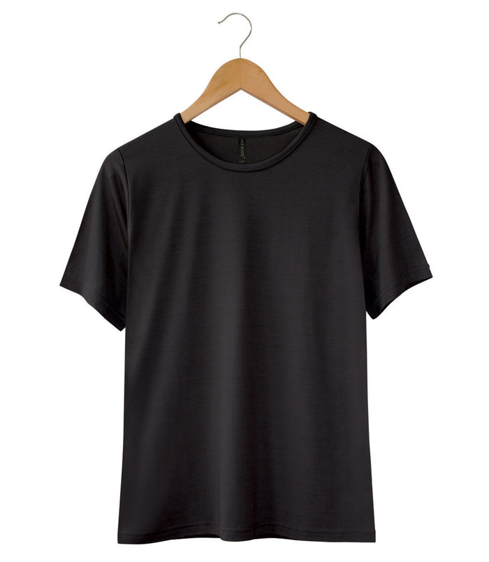 Women's 100% Puresilk Short Sleeved Crew in Black