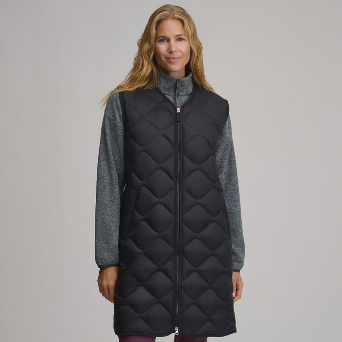 Women's Shaw Long Down Vest-Black-1