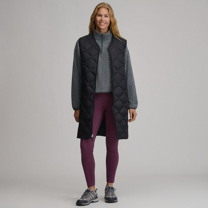 Women's Shaw Long Down Vest-Black-4
