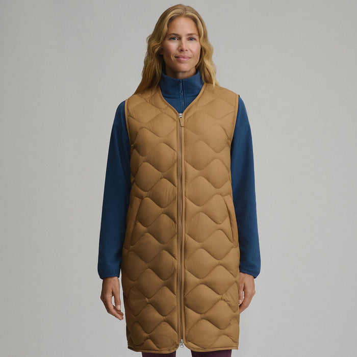 Women's Shaw Long Down Vest-Camel-5