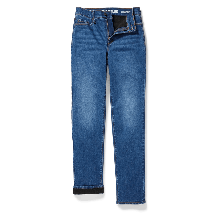 Women's Venture Stretch Fleece-Lined Slim Straight Leg Jeans-Lake-Regular-4