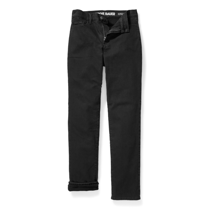 Women's Venture Stretch Fleece-Lined Slim Straight Leg Jeans-Black-Regular-7
