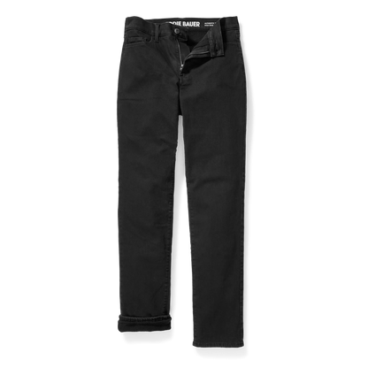 Women's Venture Stretch Fleece-Lined Slim Straight Leg Jeans-Black-Regular-7