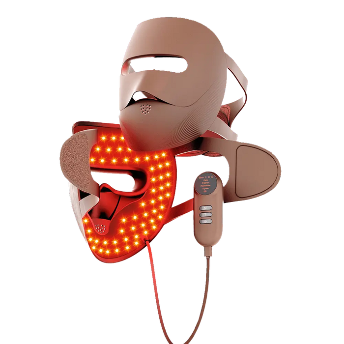 Brown 3D wondear LED light therapy face mask with red and near-infrared anti-aging technology