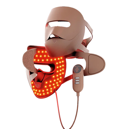 Brown 3D wondear LED light therapy face mask with red and near-infrared anti-aging technology