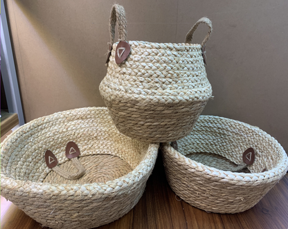 Woven Planter Storage Bin, Indoor Decor Plant Basket Off-white Plant Holder Round Beige Tree Pot for Home, Office Decor, Available in Three Sizes (One Piece Included)
