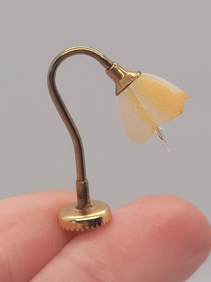Yellow "Frosted Glass" Flower Shaped Lamp by Lighting Bug
