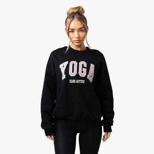 Women's  Black Yoga Sweatshirt  Closure London  Front View
